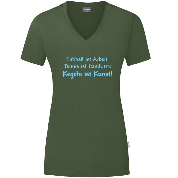 Damen Motiv-T-Shirt "Kegeln ist Kunst" blau