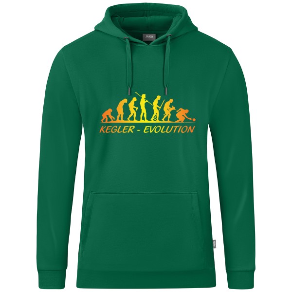 Motiv-Kapuzensweat "Kegler-Evolution" gelb