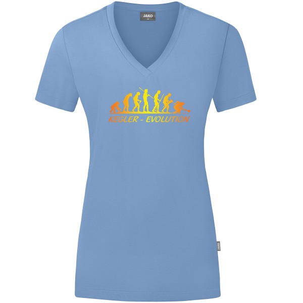 Damen Motiv-T-Shirt "Kegler-Evolution" gelb