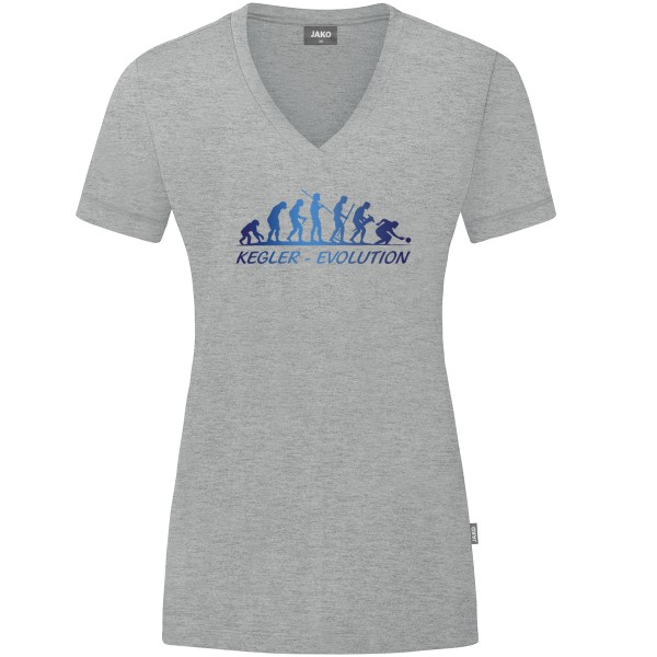 Damen Motiv-T-Shirt "Kegler-Evolution" blau