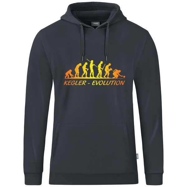 Motiv-Kapuzensweat "Kegler-Evolution" gelb