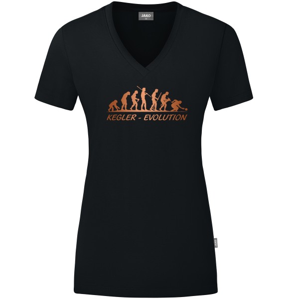 Damen Motiv-T-Shirt "Kegler-Evolution" braun