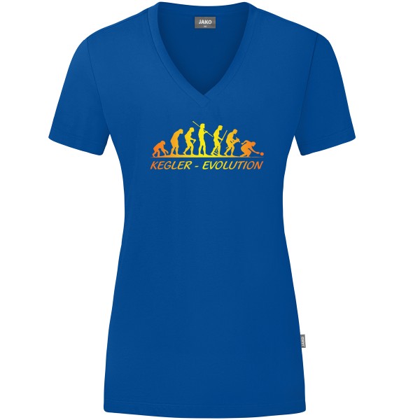 Damen Motiv-T-Shirt "Kegler-Evolution" gelb