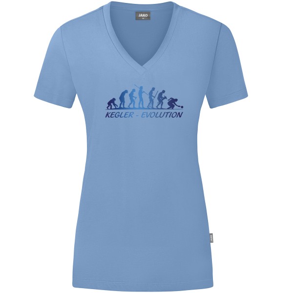 Damen Motiv-T-Shirt "Kegler-Evolution" blau