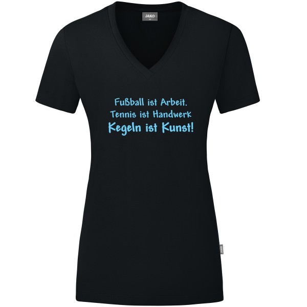 Damen Motiv-T-Shirt "Kegeln ist Kunst" blau