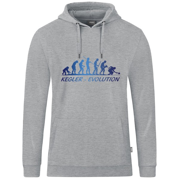 Motiv-Kapuzensweat "Kegler-Evolution" blau