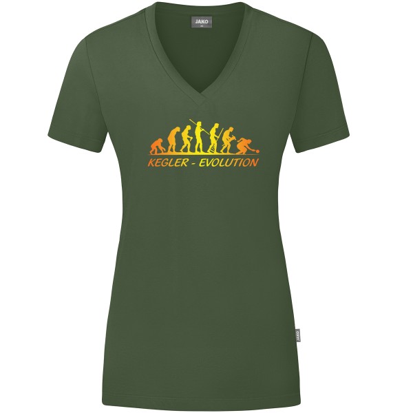 Damen Motiv-T-Shirt "Kegler-Evolution" gelb