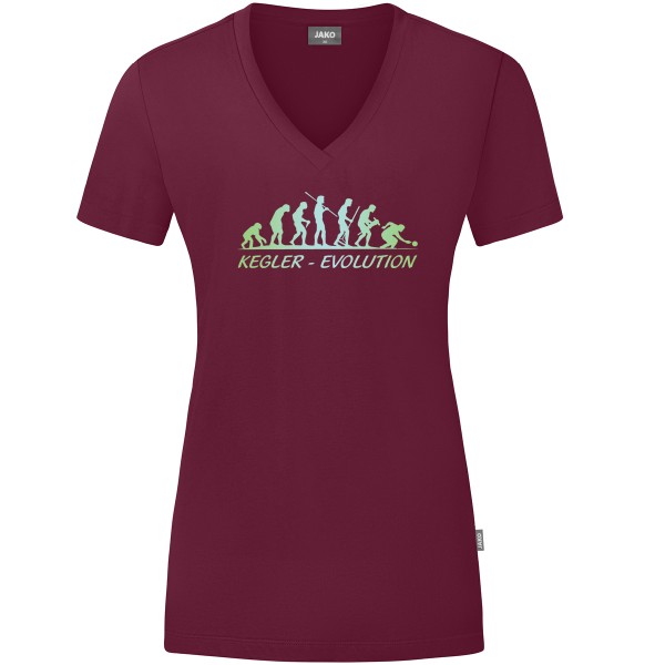 Damen Motiv-T-Shirt "Kegler-Evolution" grün