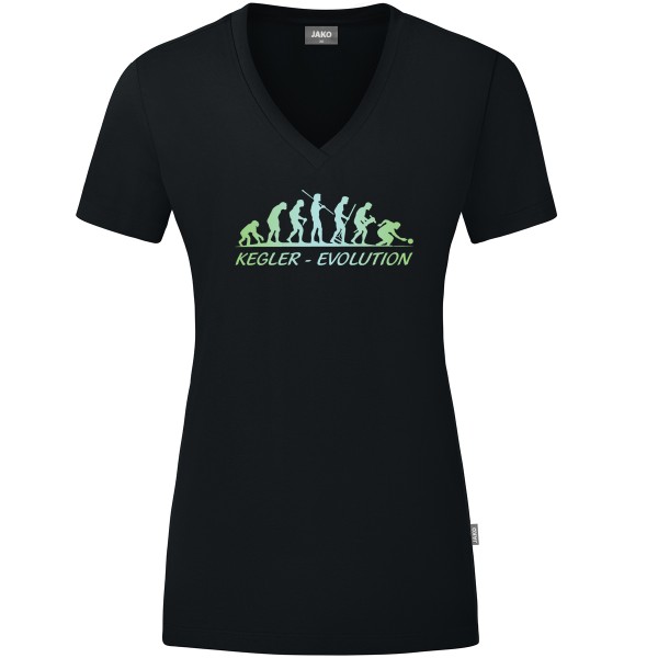 Damen Motiv-T-Shirt "Kegler-Evolution" grün