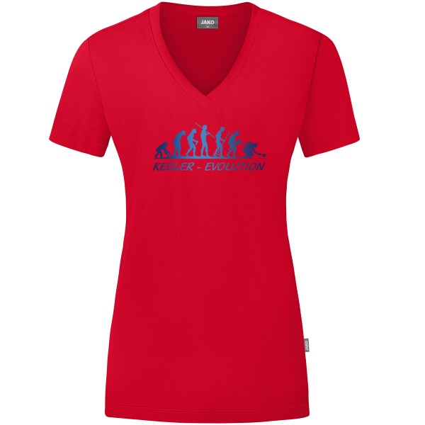 Damen Motiv-T-Shirt "Kegler-Evolution" blau