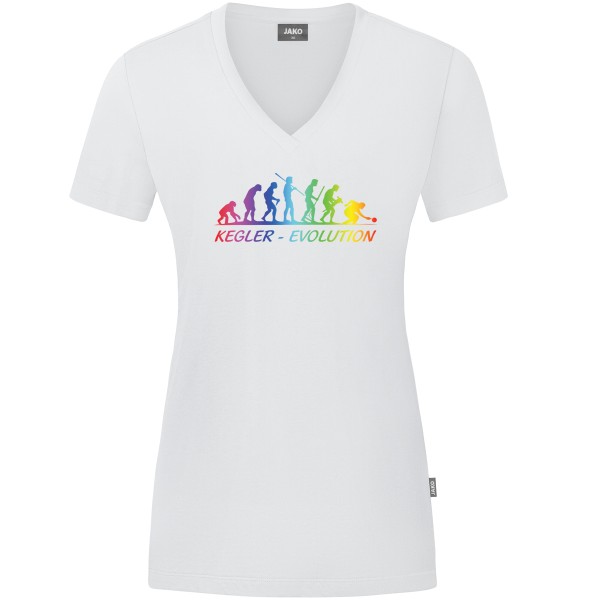 Damen Motiv-T-Shirt "Kegler-Evolution" "Sonderedition" bunt