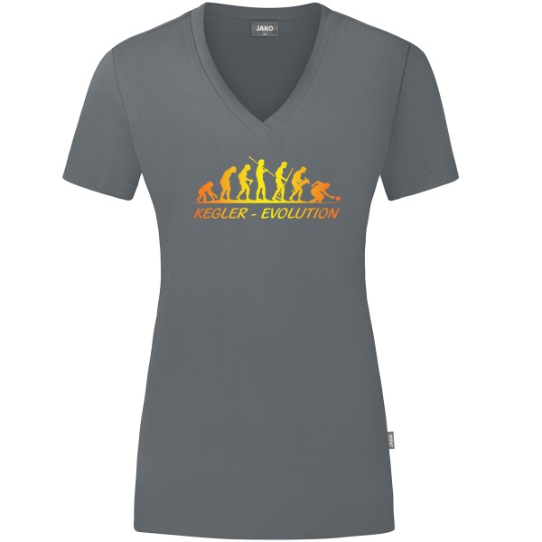 Damen Motiv-T-Shirt "Kegler-Evolution" gelb