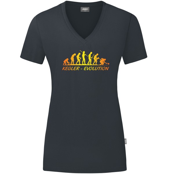 Damen Motiv-T-Shirt "Kegler-Evolution" gelb
