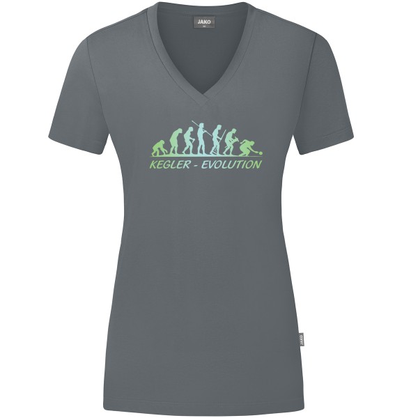 Damen Motiv-T-Shirt "Kegler-Evolution" grün