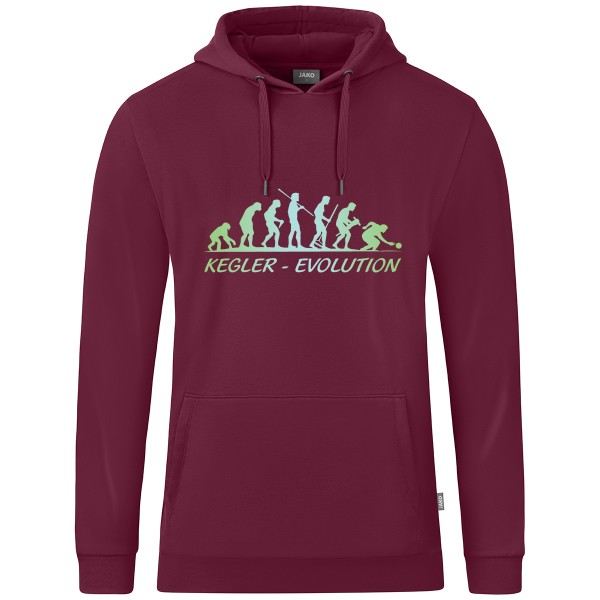 Motiv-Kapuzensweat "Kegler-Evolution" grün