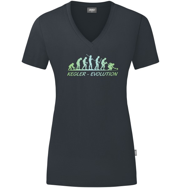 Damen Motiv-T-Shirt "Kegler-Evolution" grün