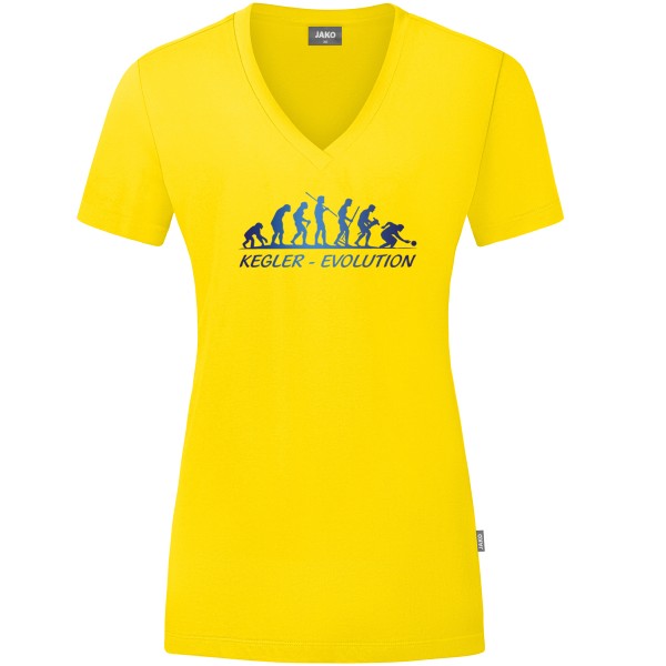 Damen Motiv-T-Shirt "Kegler-Evolution" blau