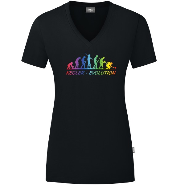 Damen Motiv-T-Shirt "Kegler-Evolution" "Sonderedition" bunt