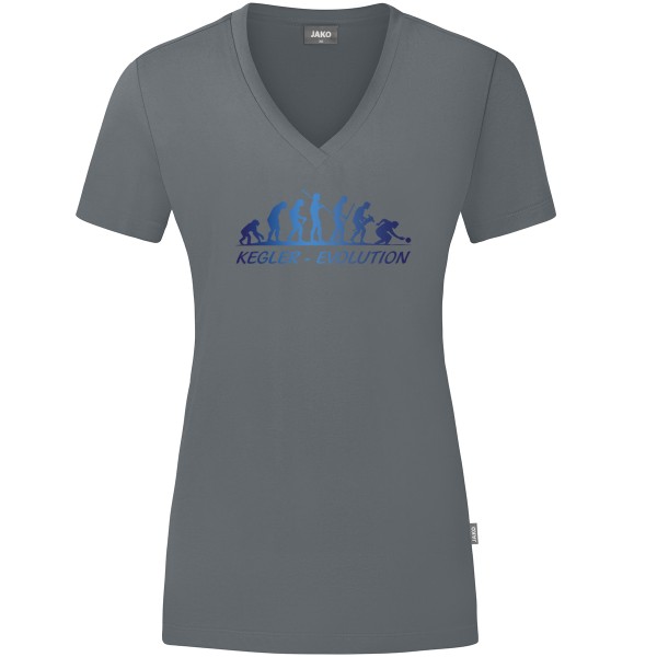 Damen Motiv-T-Shirt "Kegler-Evolution" blau