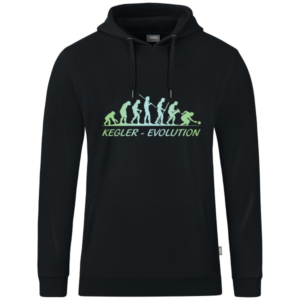 Motiv-Kapuzensweat "Kegler-Evolution" grün