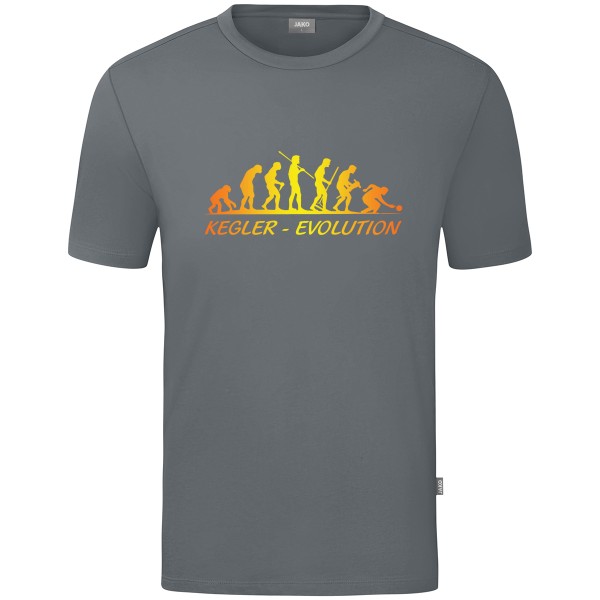 Motiv-T-Shirt "Kegler-Evolution" gelb