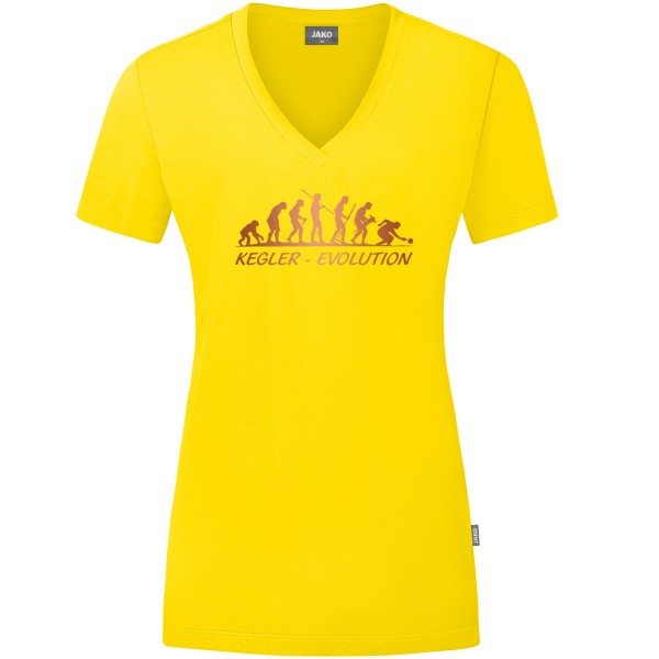 Damen Motiv-T-Shirt "Kegler-Evolution" braun