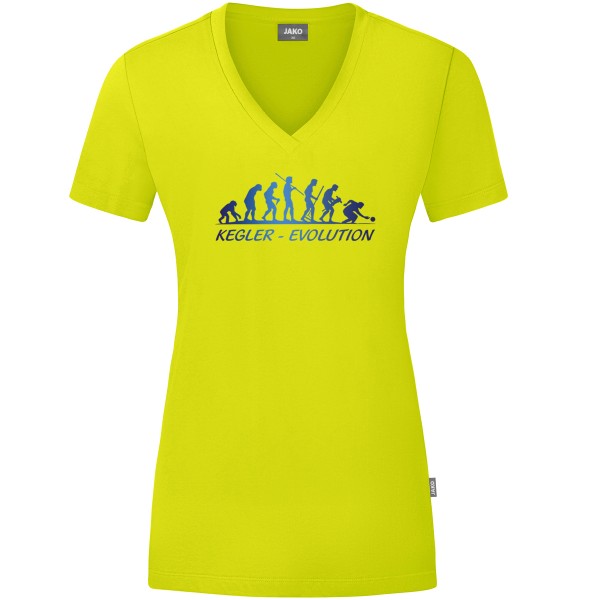 Damen Motiv-T-Shirt "Kegler-Evolution" blau