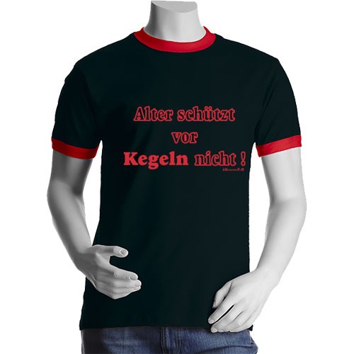 Fun-T-Shirt "Alter schützt vor Kegeln nicht!"