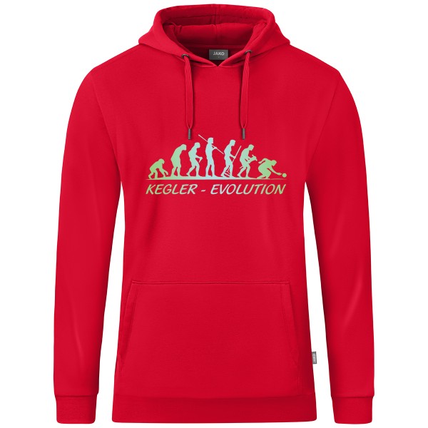 Motiv-Kapuzensweat "Kegler-Evolution" grün