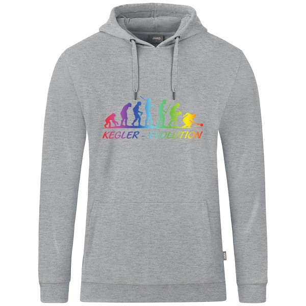 Motiv-Kapuzensweat "Kegler-Evolution" "Sonderedition" bunt