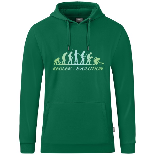 Motiv-Kapuzensweat "Kegler-Evolution" grün