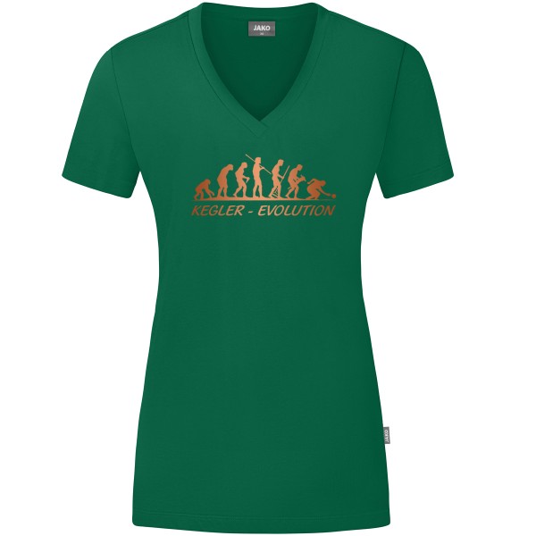 Damen Motiv-T-Shirt "Kegler-Evolution" braun