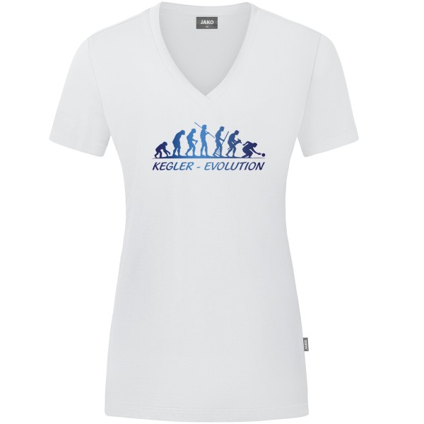 Damen Motiv-T-Shirt "Kegler-Evolution" blau