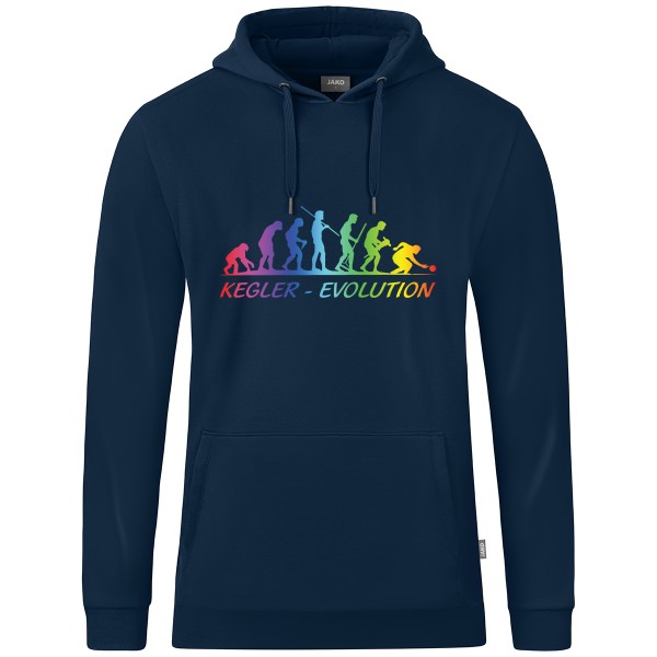 Motiv-Kapuzensweat "Kegler-Evolution" "Sonderedition" bunt