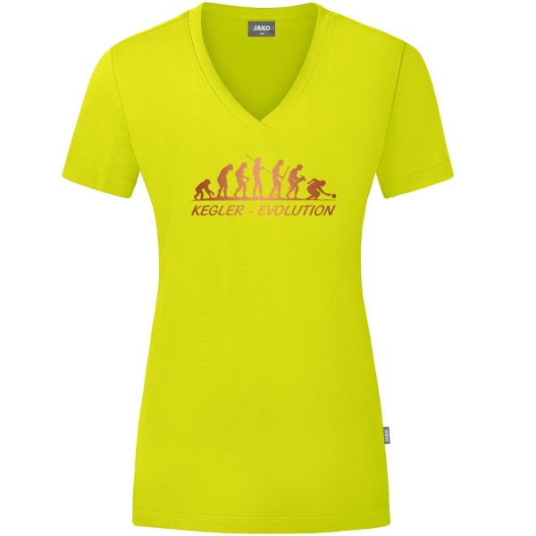Damen Motiv-T-Shirt "Kegler-Evolution" braun