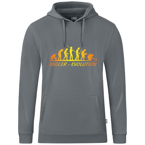Motiv-Kapuzensweat "Kegler-Evolution" gelb
