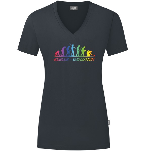 Damen Motiv-T-Shirt "Kegler-Evolution" "Sonderedition" bunt