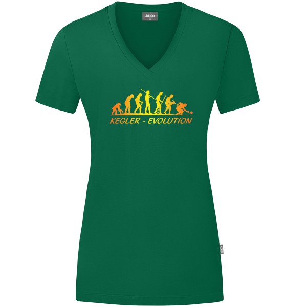 Damen Motiv-T-Shirt "Kegler-Evolution" gelb