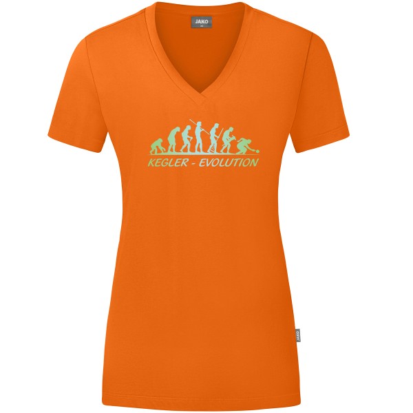 Damen Motiv-T-Shirt "Kegler-Evolution" grün