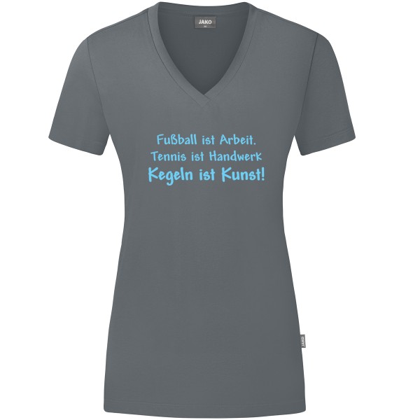 Damen Motiv-T-Shirt "Kegeln ist Kunst" blau