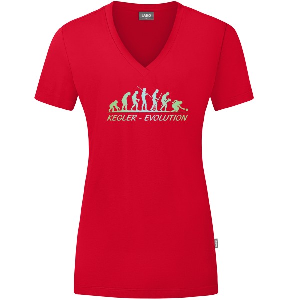Damen Motiv-T-Shirt "Kegler-Evolution" grün