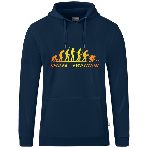Motiv-Kapuzensweat "Kegler-Evolution" gelb