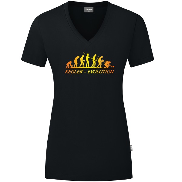 Damen Motiv-T-Shirt "Kegler-Evolution" gelb